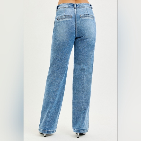 RISEN High Rise Medium Wash Slouchy Straight Fit Jeans Trouser Various NEW - Picture 5 of 6